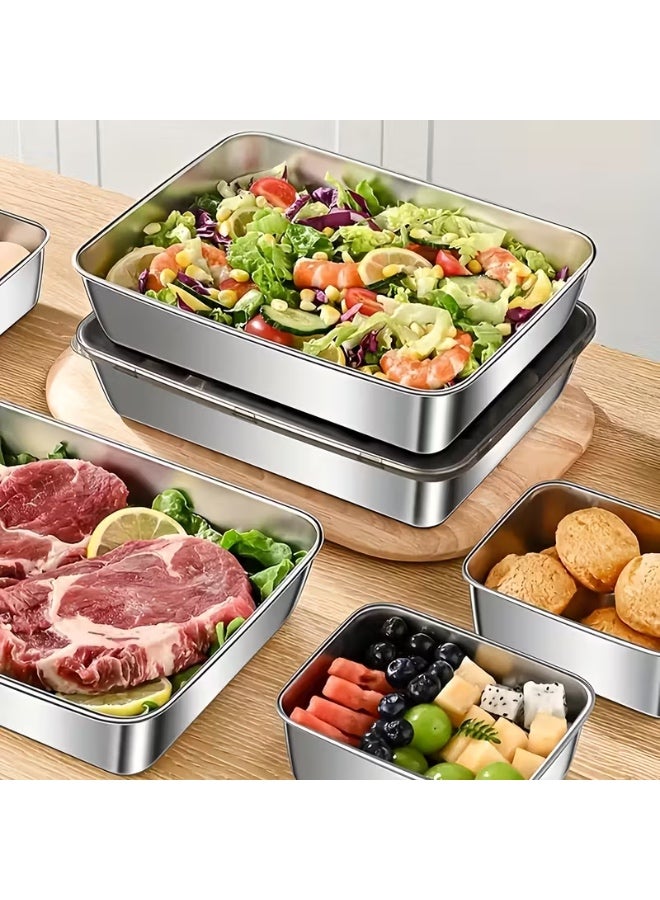 3pcs Stainless Steel Food Storage Containers - Leak-Proof, Reusable, Perfect for Fruits, Meats, Veggies | Easy Clean, Stackable Kitchen Organizers for Fridge, Freezer & Pantry - Image 1